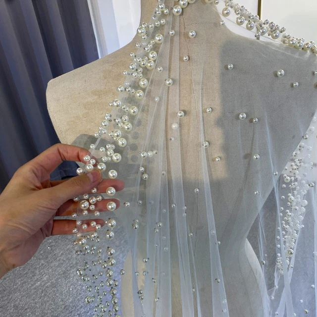 New Design Bridal Veils With Pearls - Image 4
